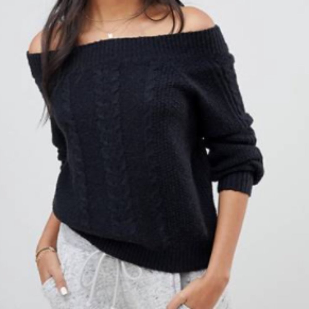 Abercrombie Black Off the Shoulder Sweater